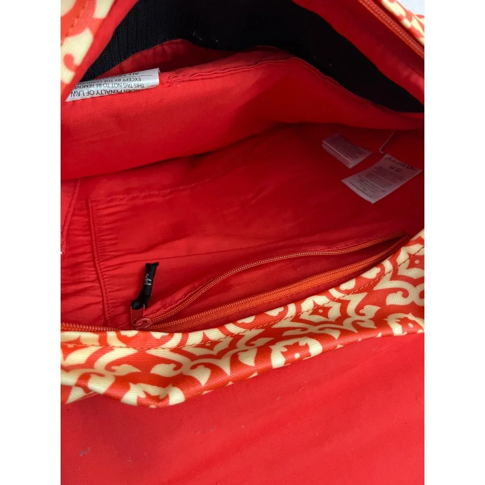 Petunia Pickle Bottom Boxy Backpack Diaper Bag Red Cream Geometric Tile Print